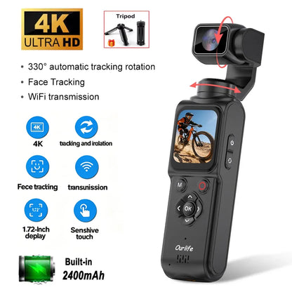 4K Pocket Vlogging Camera With Auto-Tracking Gimbal